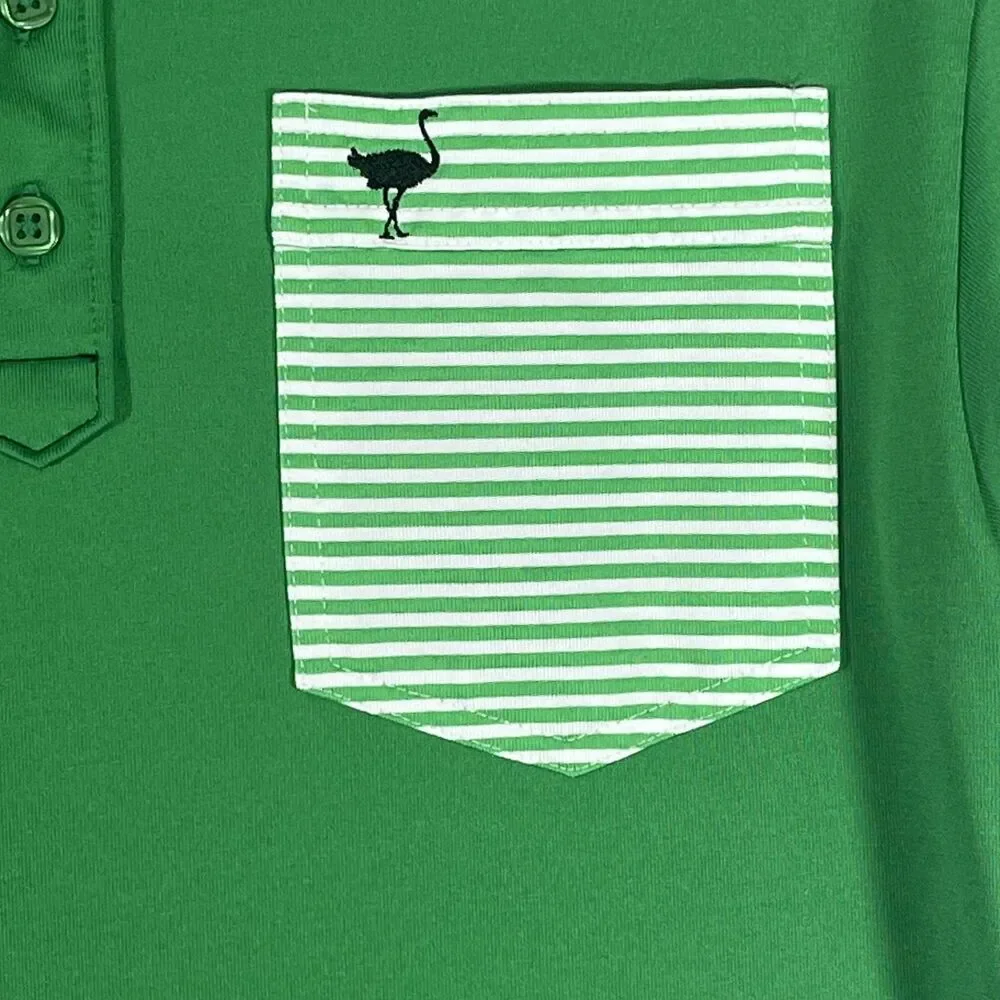 Travis Mathew Chive Golf Polo Shirt Mens Small Green Ostrich Pocket Performance‎